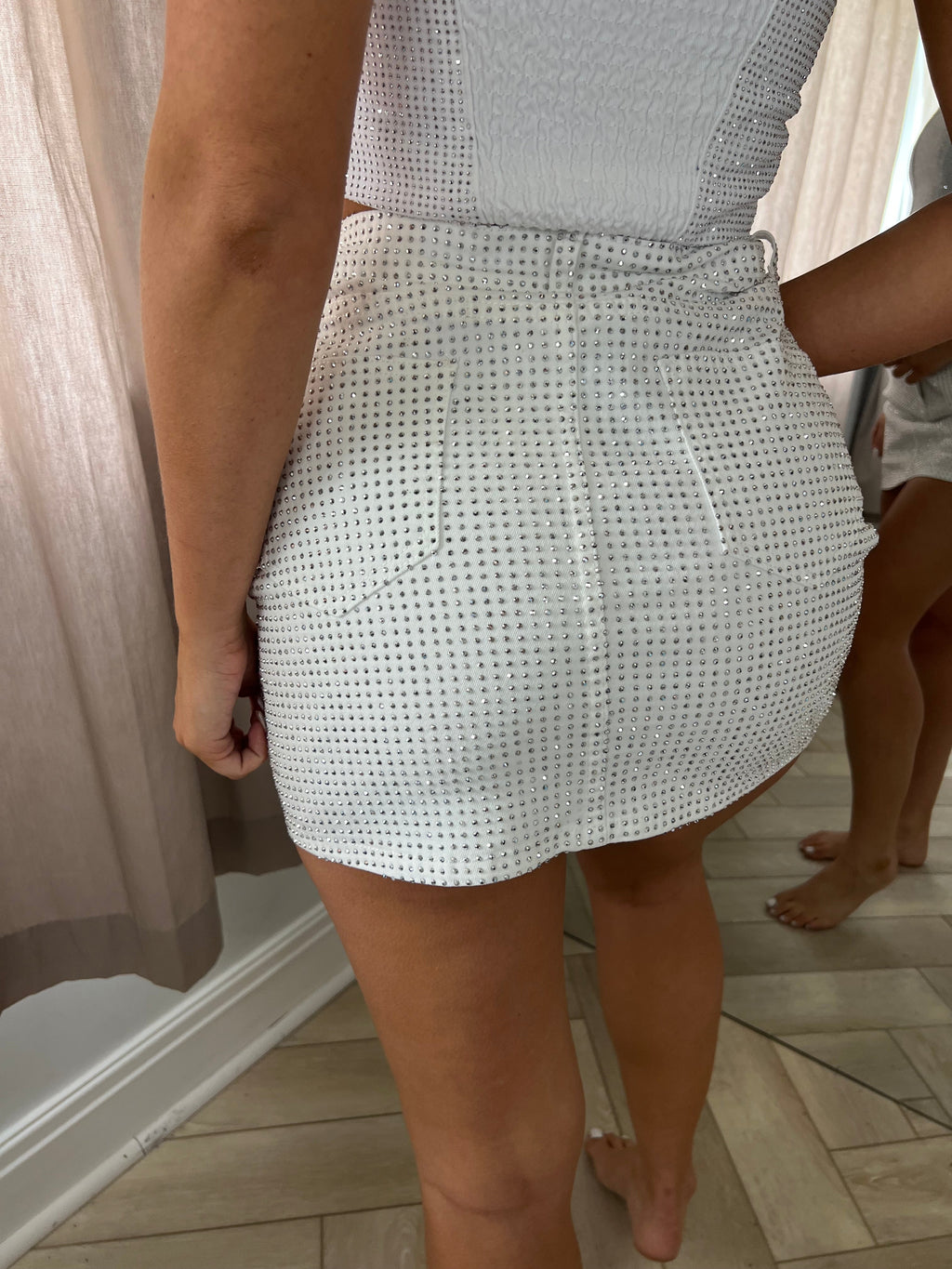 ICE DIAMOND: Mini Gonna Bianca con Cristalli