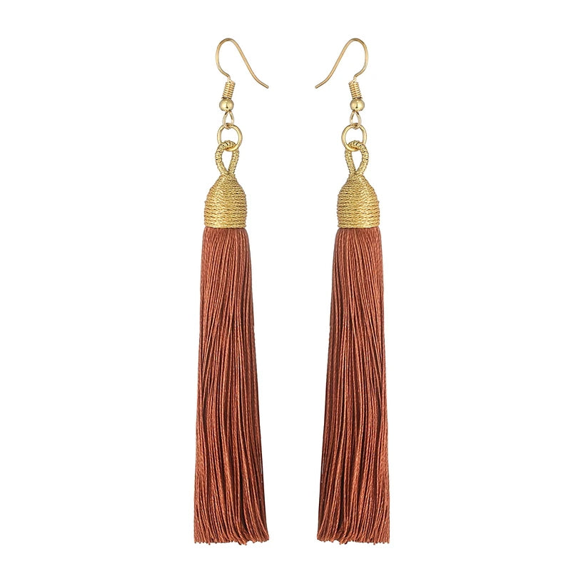 Aura Boho-Chic: Orecchini a Cascata con Frange Silk