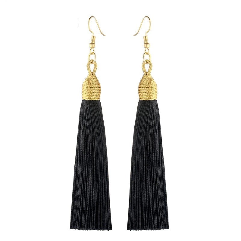 Aura Boho-Chic: Orecchini a Cascata con Frange Silk